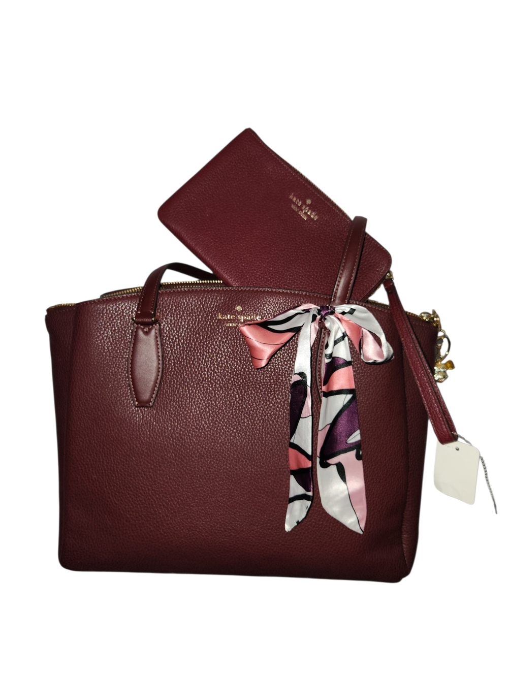 Kate Spade Monet Large Tote Dark Merlot Pebbled Leather NWT $399